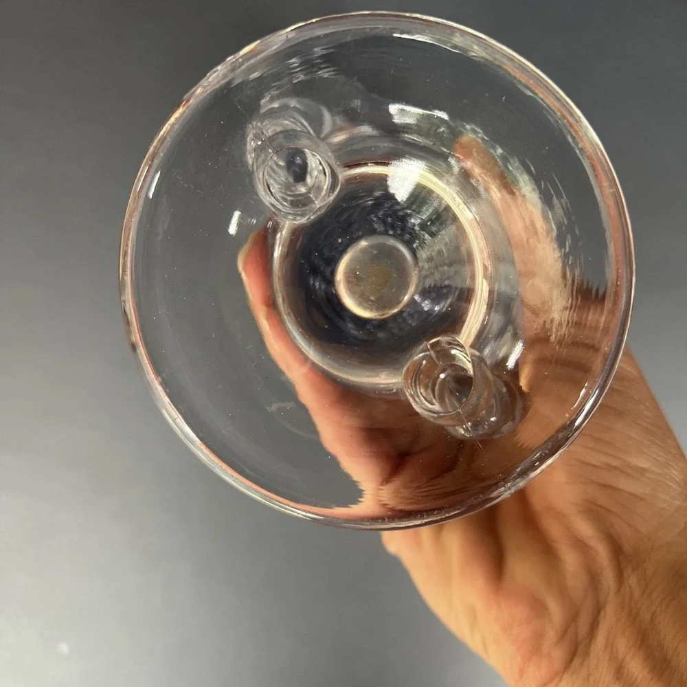VTG Imperial Candlewick Fan Vase Detached Bead Handles Clear Glass 8.5